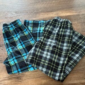 Plaid Kids Pajama Bottoms - Black and Blue